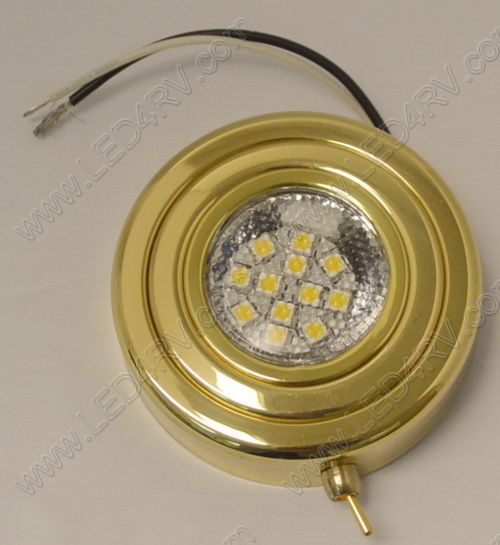Brass Warm White Puck Light with Switch sku152