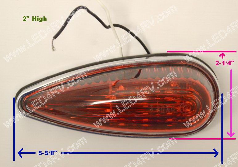 1 Teardrop Curved Base Light w14 Red LED wL Gasket SKU2646 - Click Image to Close