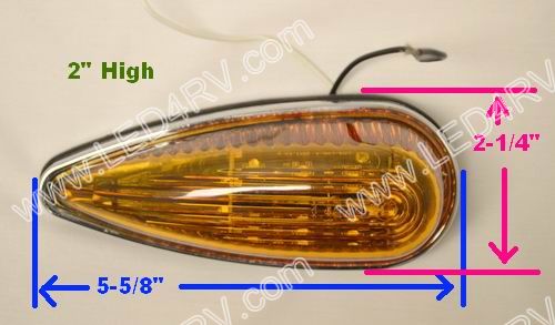 1 Straight Base 3 Wire Amber 14 LED Teardrop Marker sku2397
