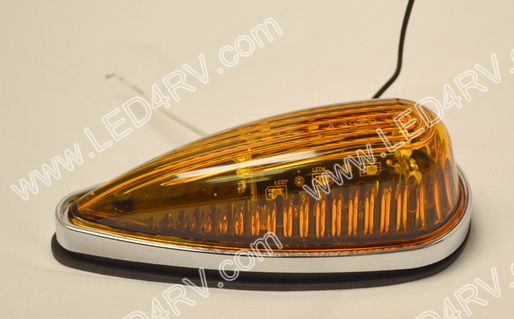 1 Straight Base 3 Wire Amber 14 LED Teardrop Marker sku2397