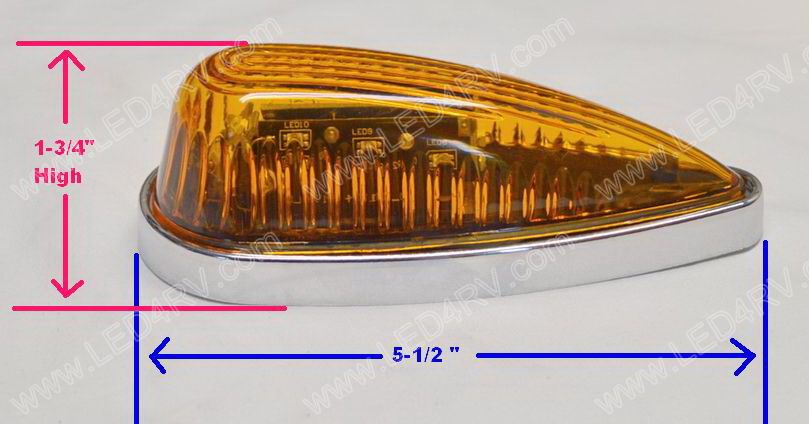1 Straight Base Amber 14 LED Teardrop Marker Light sku2930