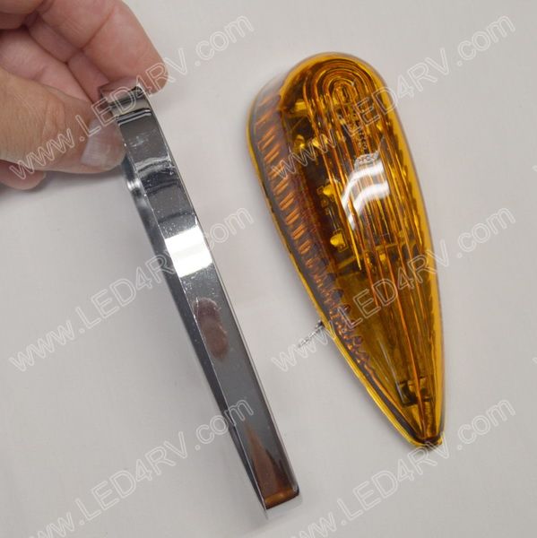 1 Straight Base Amber 14 LED Teardrop Marker Light sku2930 - Click Image to Close