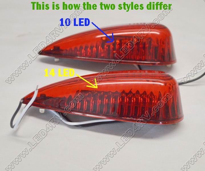 1 Straight Base Red 14 LED Teardrop with Gasket sku2952 - Click Image to Close