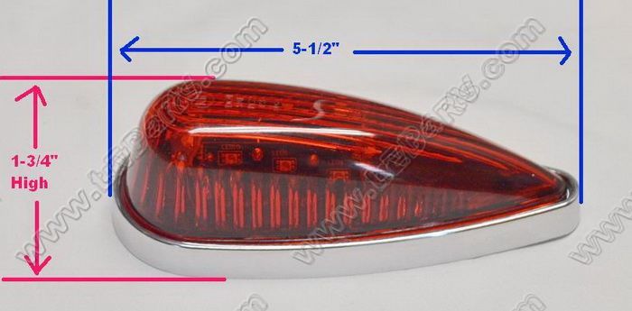 1 Straight Base Red 14 LED Teardrop with Gasket sku2952