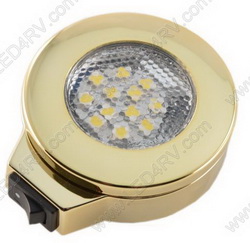 BrightWhite LED Surface Mnt wSwitch Brass Nickel Light SKU145 - Click Image to Close