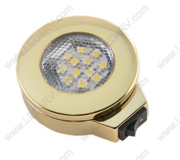 Warm White LED Surface Mnt wSwitch Brass Nickel Light SKU146 - Click Image to Close