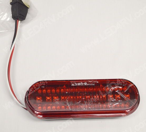 Red 52 LED 6 in Oval STT Taillight with Out mnt Flange SKU2553