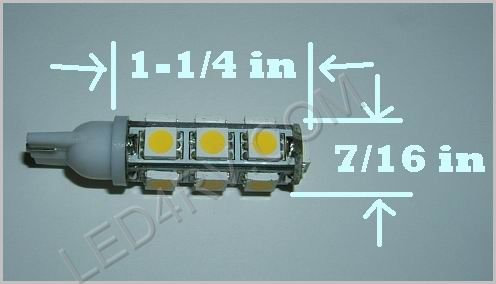 Bright White 13 LED T10 socket T10-13BW SKU322