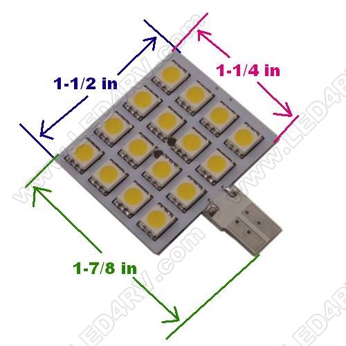 T10 with 16 Bright White 5050 LEDs on Plate T10PLBW SKU332 - Click Image to Close